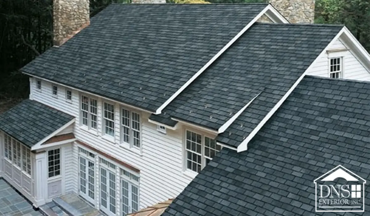 a home with roof shingles